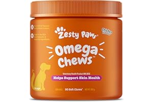 Zesty Paws Omega 3 for Dogs Soft Chews - Fish Oil for Dogs with Omega 3 for Skin Health - Skin & Coat Supplement with Vitamin