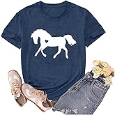 sallrue Horse Shirts for Women Horse Riding Tshirts Equestrian Shirt Animal Lover Tee Tops