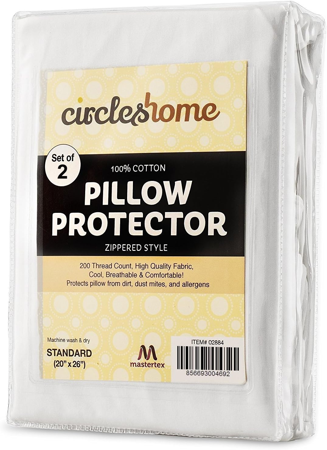 CIRCLESHOME Standard Pillow Protectors 2 Pack | 100% Cotton Breathable Pillow Covers | Protects from Dirt, Dust & Allergens | Hypoallergenic & Quiet (Standard - Set of 2-20x26): Home & Kitchen