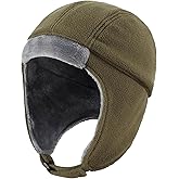 Connectyle Men's Fleece Thermal Skull Cap Warm Winter Hat with Ear Flaps Trapper Hat Outdoor Cold Weather Hat