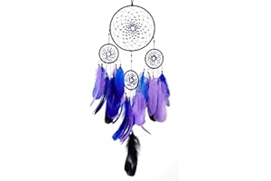 HOLSM-III Starry Blue Dream Catchers - Goose Feathers with Multiring, Handmade Large Dreamcatcher for Bedroom, Dream Catcher for Girls, Dream Catchers for Boys, Dream Catcher Wall Decor