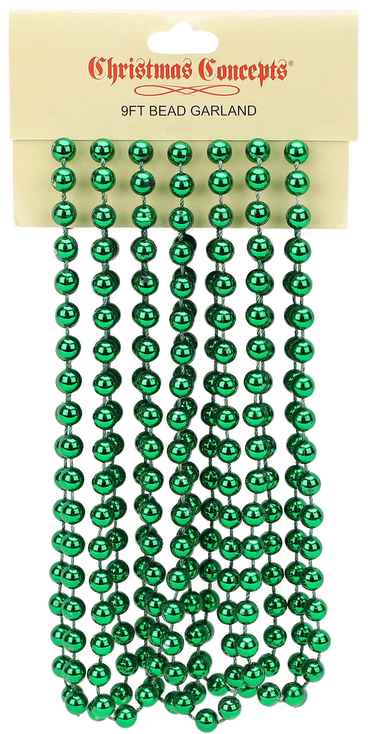 Christmas Concepts® 9ft Christmas Bead Chain - Christmas Bead Garlands - Decorations (Emerald Green)