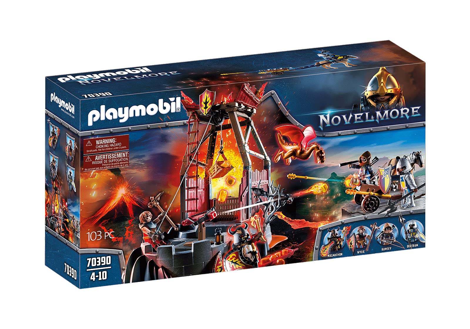 Playmobil 70390 Novelmore Knights Burnham Raiders Lava Mine with Fire Launchers, for Children Ages 4-10