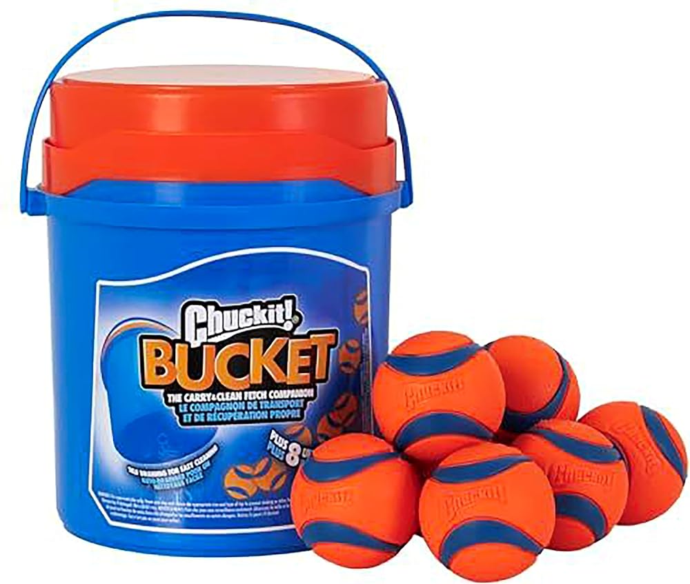 Chuckit Ultra Ball Bucket Medium Pack of 8 Durable High Bounce Rubber Dog Toy