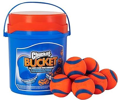 Chuckit Ultra Ball Bucket Medium Pack of 8 Durable High Bounce Rubber Dog Toy