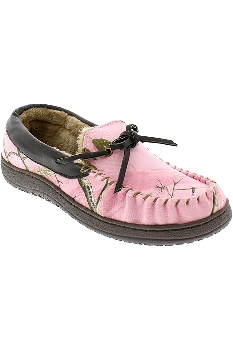 pink camo moccasin slippers