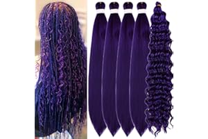 Gozill Dark Purple Braiding Hair Pre stretched Boho Braids Prestretched Braiding Hair for Bohemian Hair Ez Braid Micro Braiding Hair Synthetic Curly Deep Wave Braids
