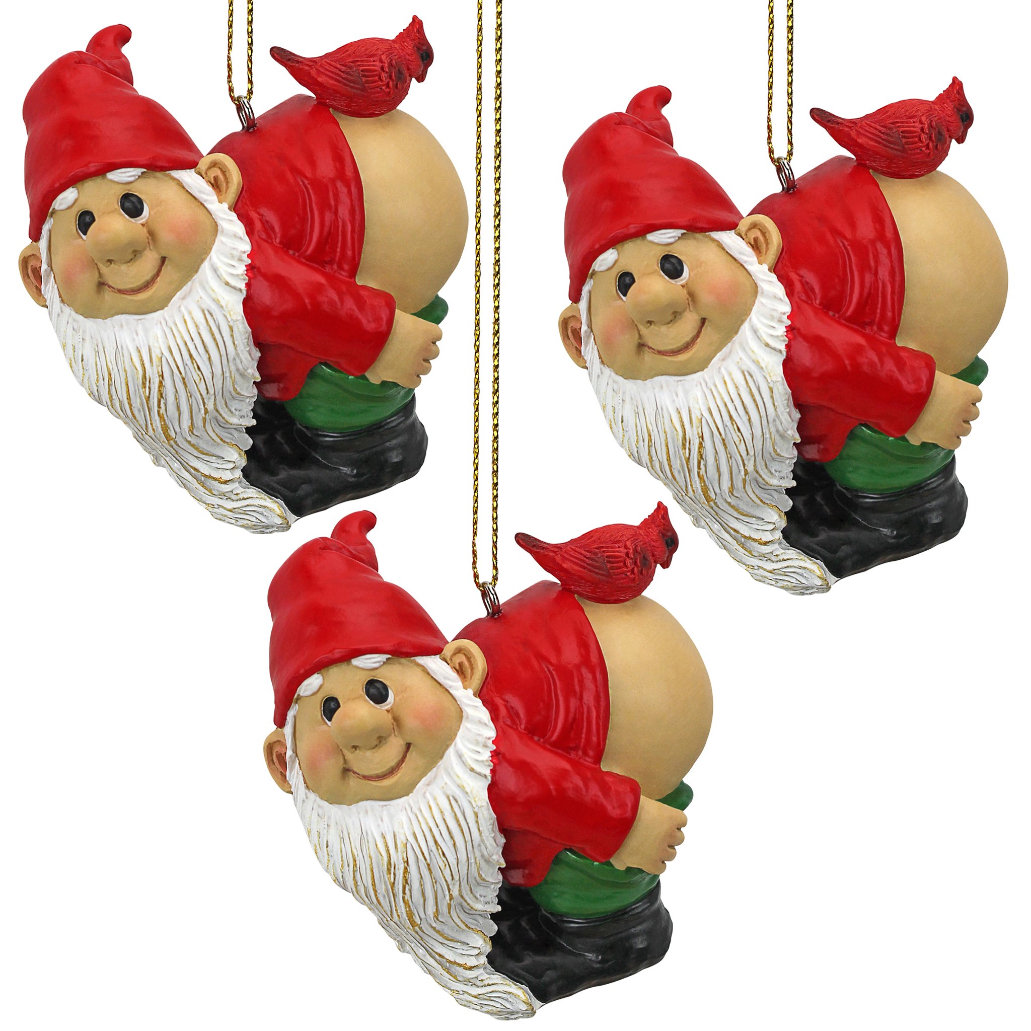 Christmas Ornament - Garden Gnome Figurine Set - Loonie Moonie Naughty Mooning Statues - Christmas Decorations