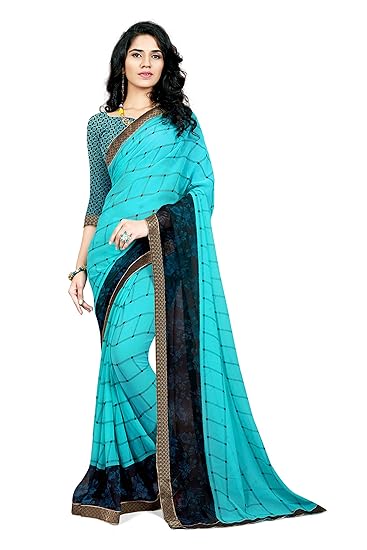 Women's Georgette Saree (tata-sky-blue-103_Blue)