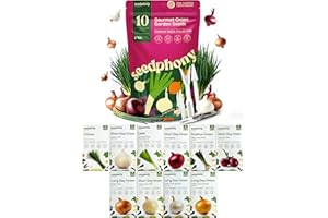 Seedphony 10 Gourmet Onion Seeds for Planting Variety Pack - 2,900+ Non-GMO Heirloom Vegetable Seeds for Growing Indoor & Outdoor: Red Burgundy, Leek, Walla Walla, Grano White & Yellow Sweet Spanish