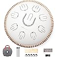 MOOZICA Steel Handpan Tongue Drum, 14" Portable Amara Scale Handpan Tongue Drum With Octave Overtone Design, Handpan Drum for beginner and professional (Amara,White)