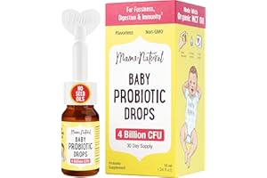 Mama Natural Baby Probiotic Drops | Pediatrician-Approved Infant Probiotic Colic Drops – Infant Gas, Constipation, Fussiness & Immune Support Supplement – 10 Strains & 4 Billion CFU with MCT Oil