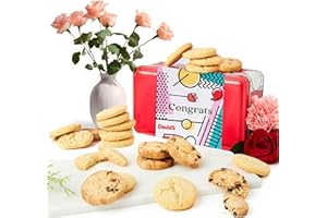 DAVID'S COOKIES David’s Cookies Congratulations Shortbread Cookies Gift Tin – Original Pure Butter and Chocolate Chip Shortbreads in Sweet Sampler – Gourmet Dessert Bakery Gift for Celebrations and Special Occasions