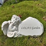 Personalized Memorial Garden Stones with Angel Statue - Custom Engraved view 3