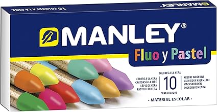 Estuche 10 ceras Manley Colores Especiales (FLUO+PASTEL): Amazon.es: Oficina y papelería