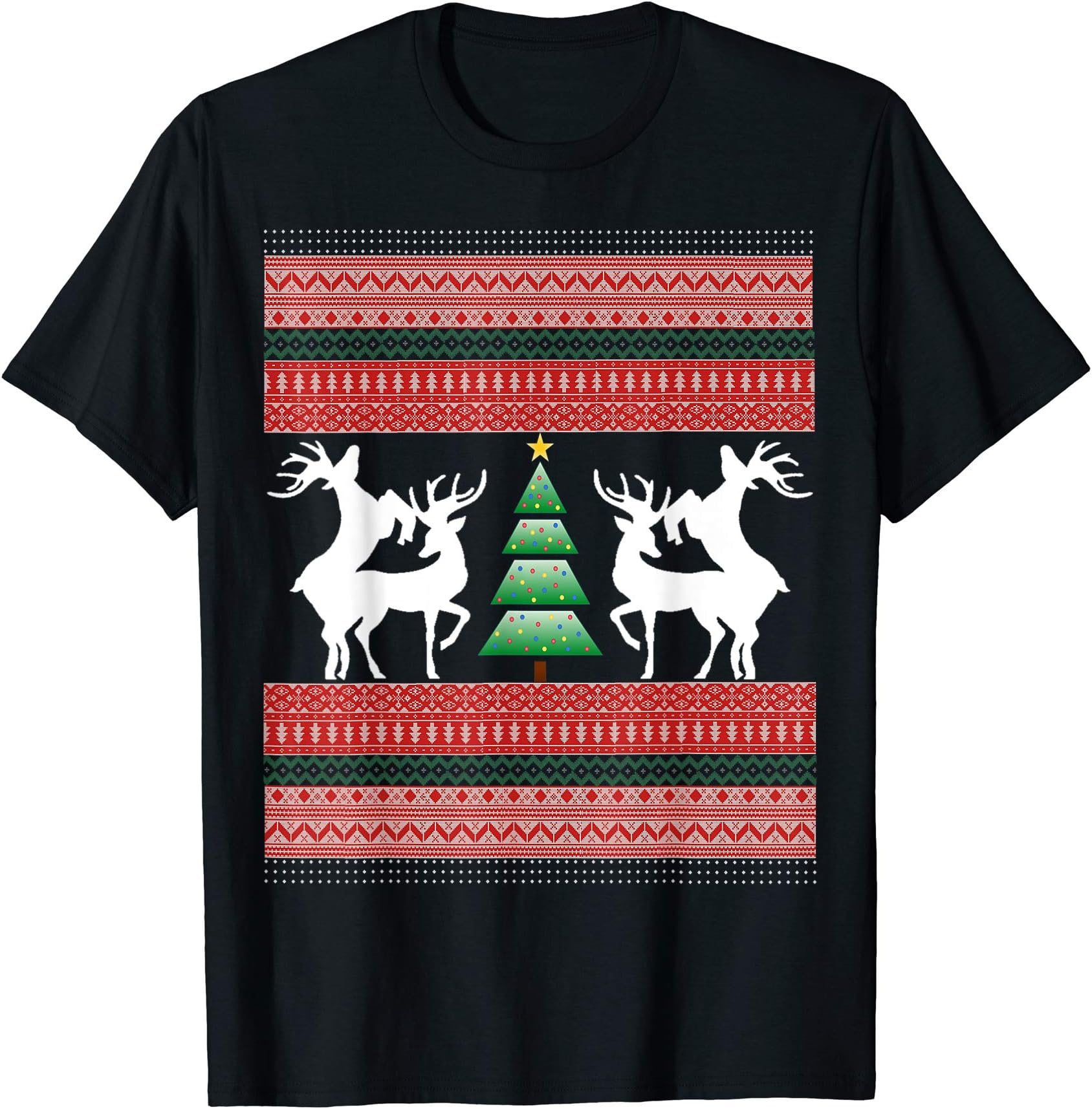 Funny Reindeer Adult Ugly Christmas Sweater ShirtFrisky Christmas Reindeer T Shirt-Tree-Tacky Sweater Tee T-Shirt