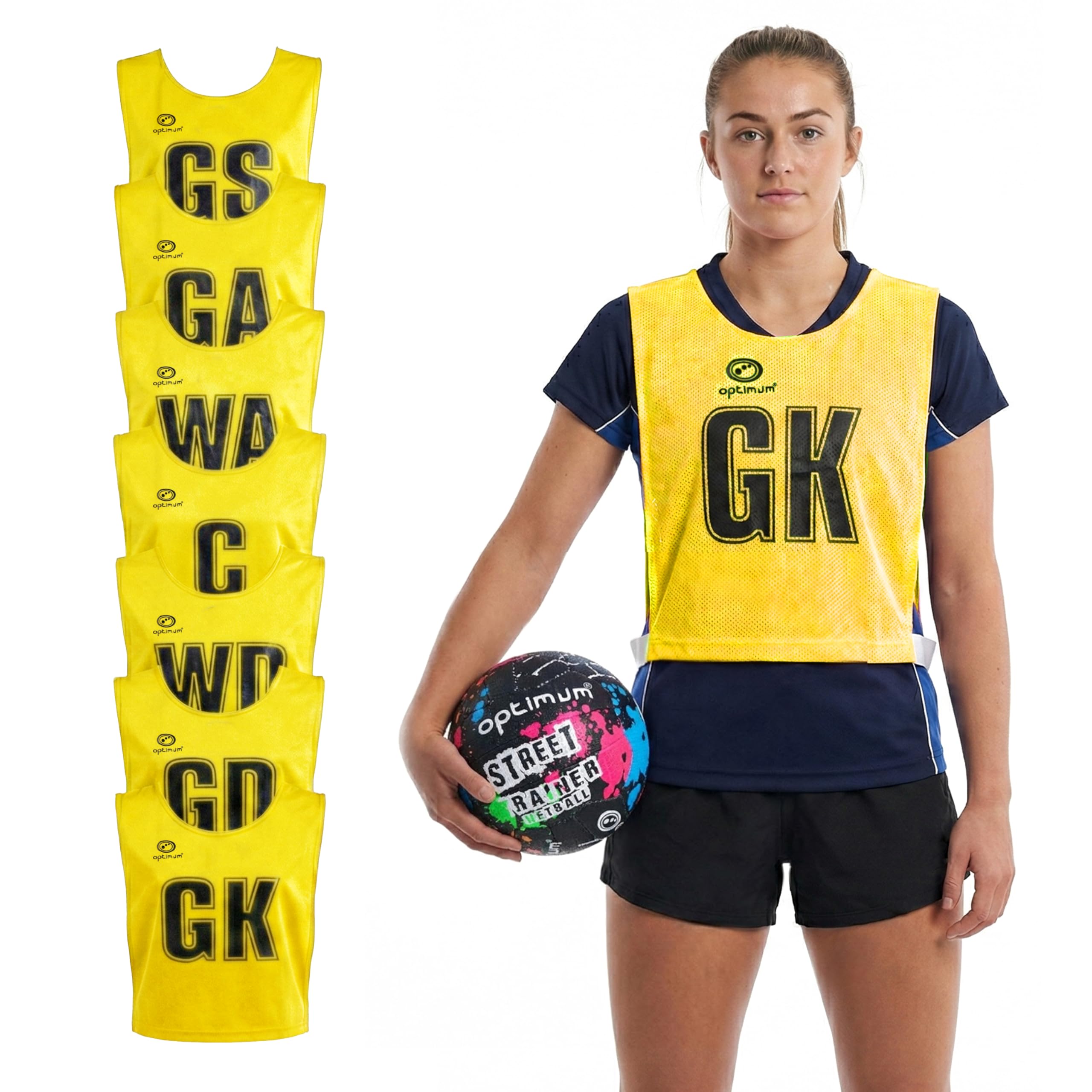 Optimum Netball Bibs Adult Set - Football Bibs Adult, Training Bibs - Perfect for Netball, Football and Other Sports - Durable Mesh Material for Training Sessions