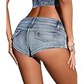 FEOYA Jean Shorts Womens High Waisted Stretchy Ripped Denim Shorts Trendy Distressed Sexy Booty Concert Outfit