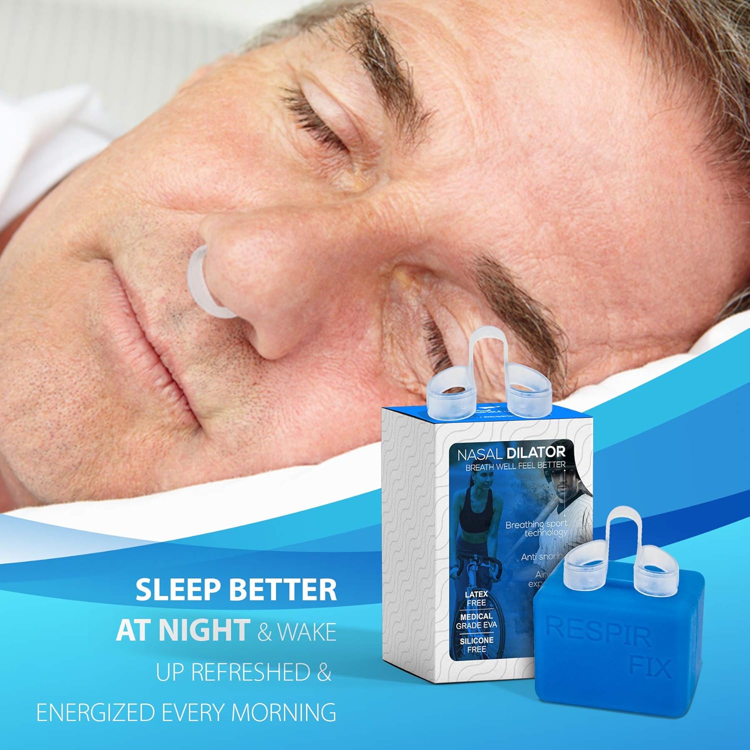RESPIRFIX DILATADOR Nasal Deportivo ANTIRONQUIDOS 2 Unidades Tallas L o M sin Latex ni Silicona antialergico diseñado y Fabricado en España con CÓDIGO Nacional del Colegio DE FARMACEUTICOS: Amazon.es: Deportes y aire