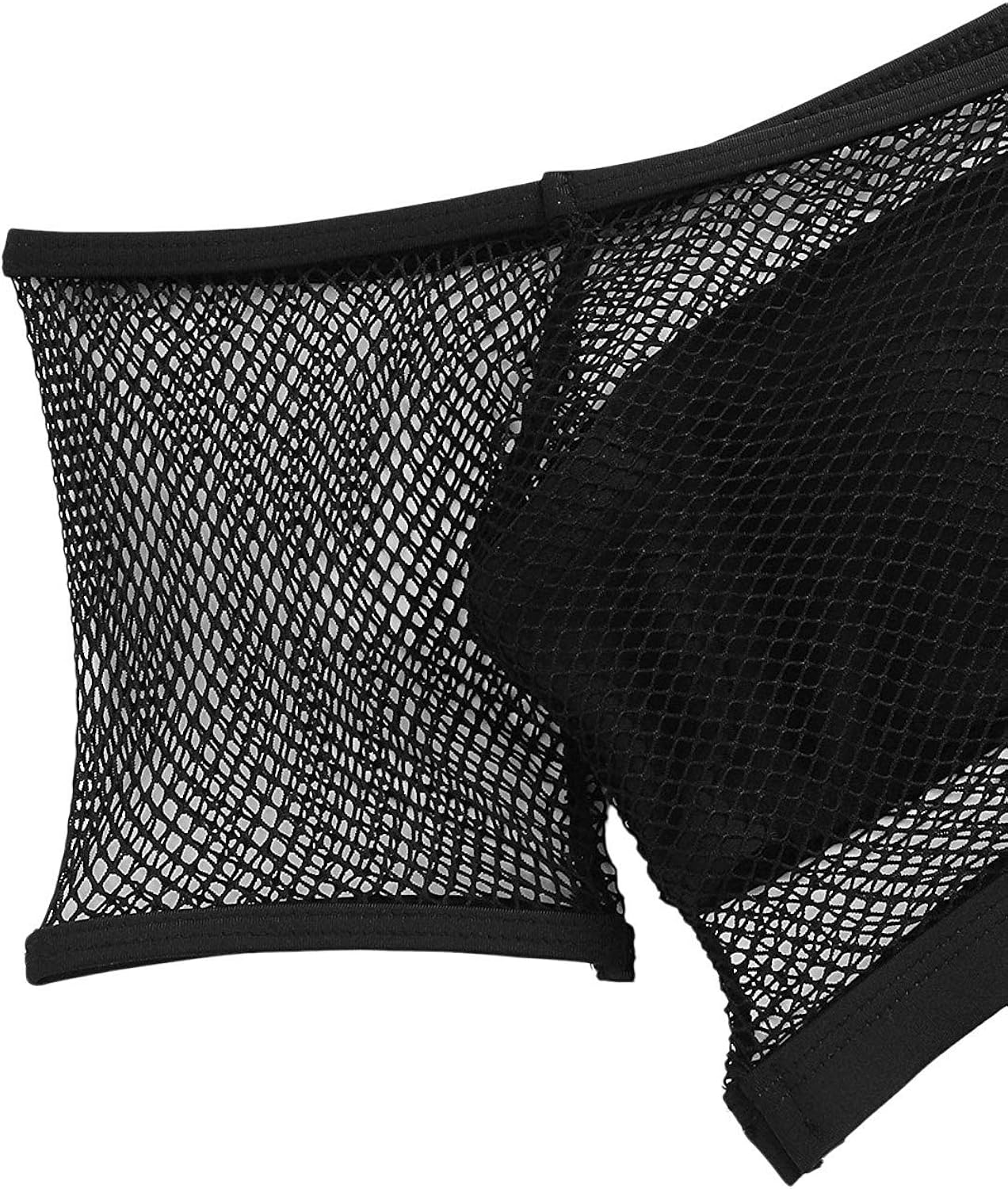 off the shoulder fishnet overlay bikini set