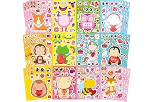OTAITY Valentine Stickers for Kids Toddlers, 36 Sheets Valentines Day Make a Face Stickers, Make Your Own Animal with Heart Mix Stickers Valentines Stickers for Kids Valentines Day Activities Party Favors