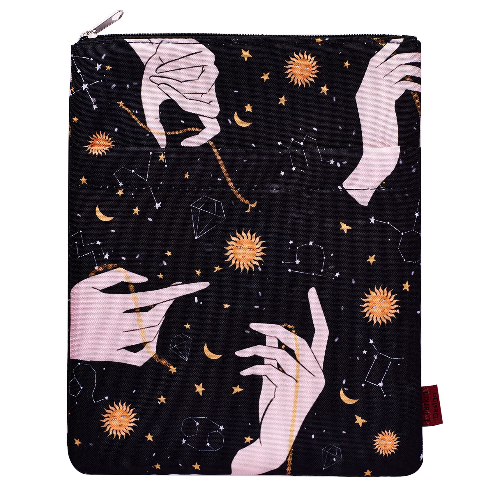 Sun Constellations Book Sleeve, Washable FabricBook Book Covers for Paperbacks, Astrology Sleeves with Zipper, Gifts for Bookish Student (Medium 11 Inch X 8.7 Inch)