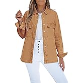luvamia Jean Jackets for Women 2026 Fall Fashion Oversized Button Down Denim Jacket Western Shacket Jacket with Pockets