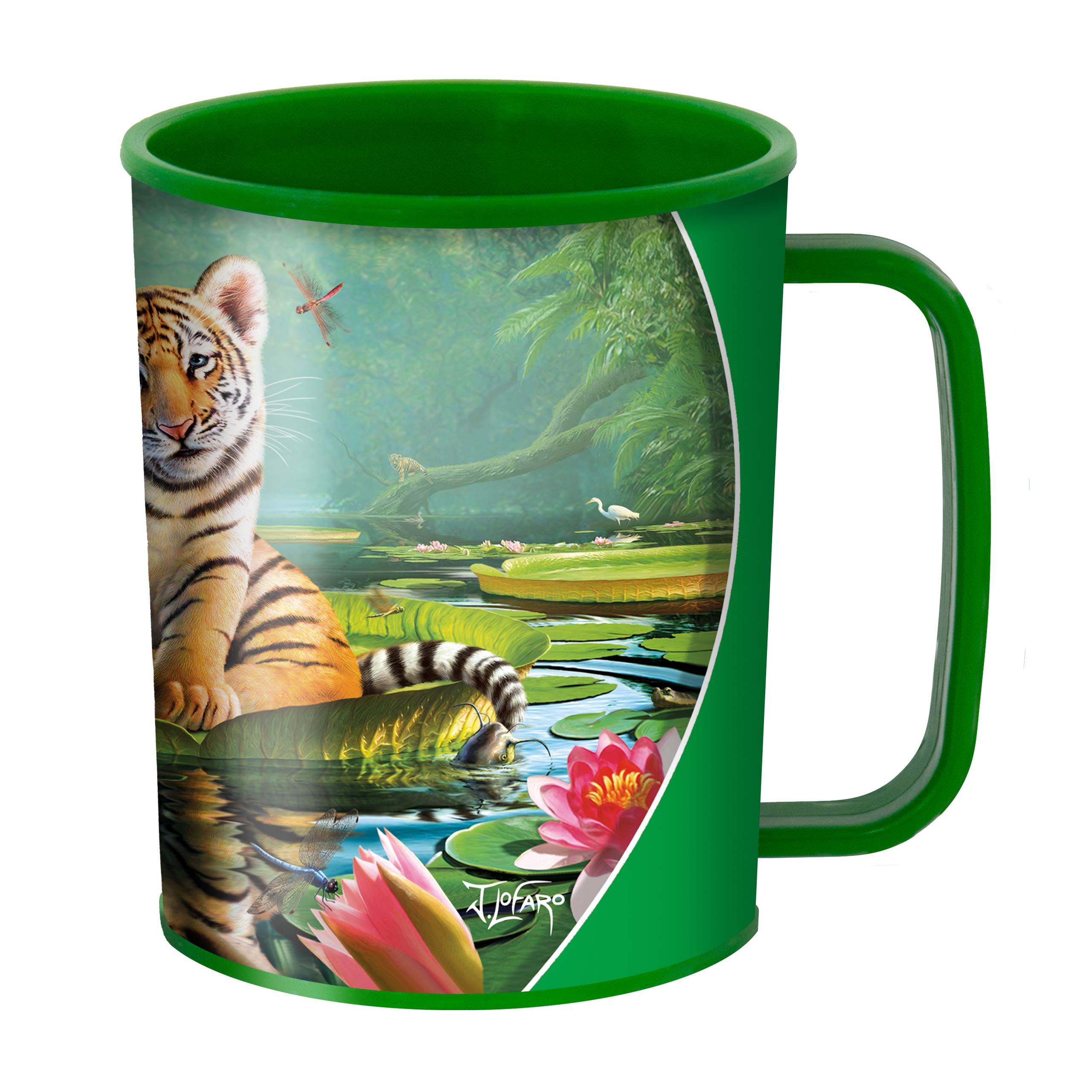 3D LiveLife Drinking Cup - Tiger Lily from Deluxebase. 300ml Plastic Mug with Big Cat Theme, Reusable Coffee Cup, Portable Animal Tumbler for Camping, Picnic, Travel & Everyday Use. — image 1
