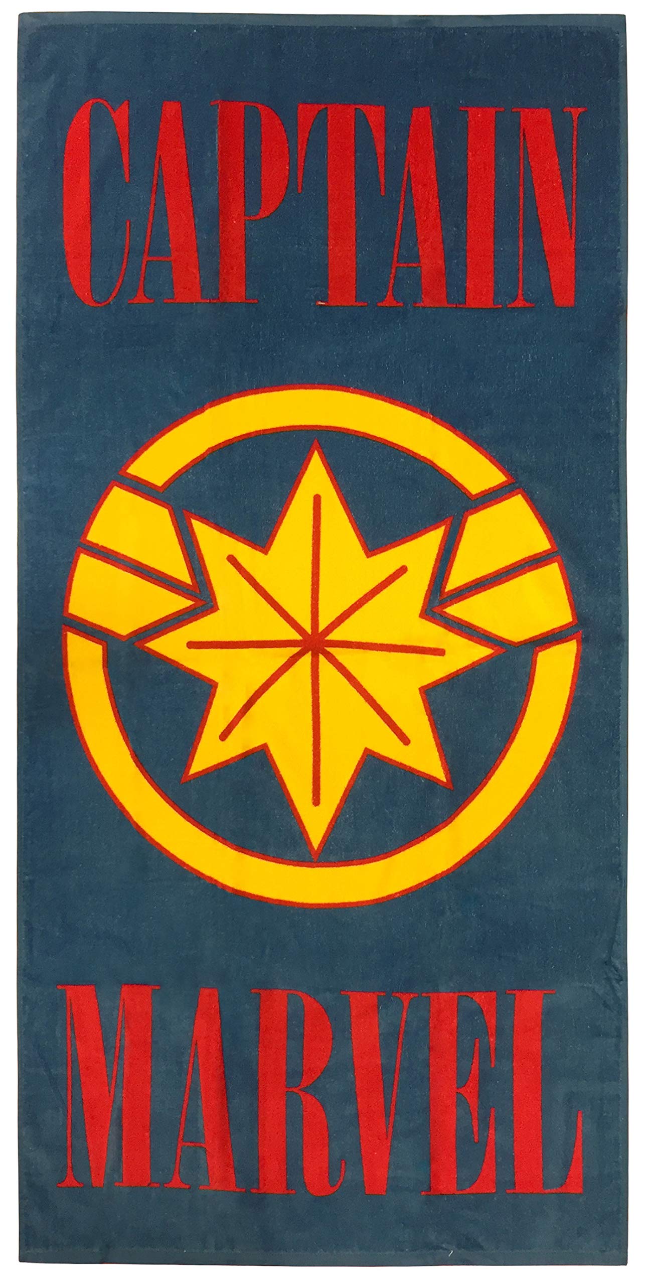 Jay Franco Marvel Captain Marvel Kids Bath/Pool/Beach Towel - Super Soft & Absorbent Fade Resistant Cotton Towel, Measures 28 inch x 58 inch (Official Marvel Product)