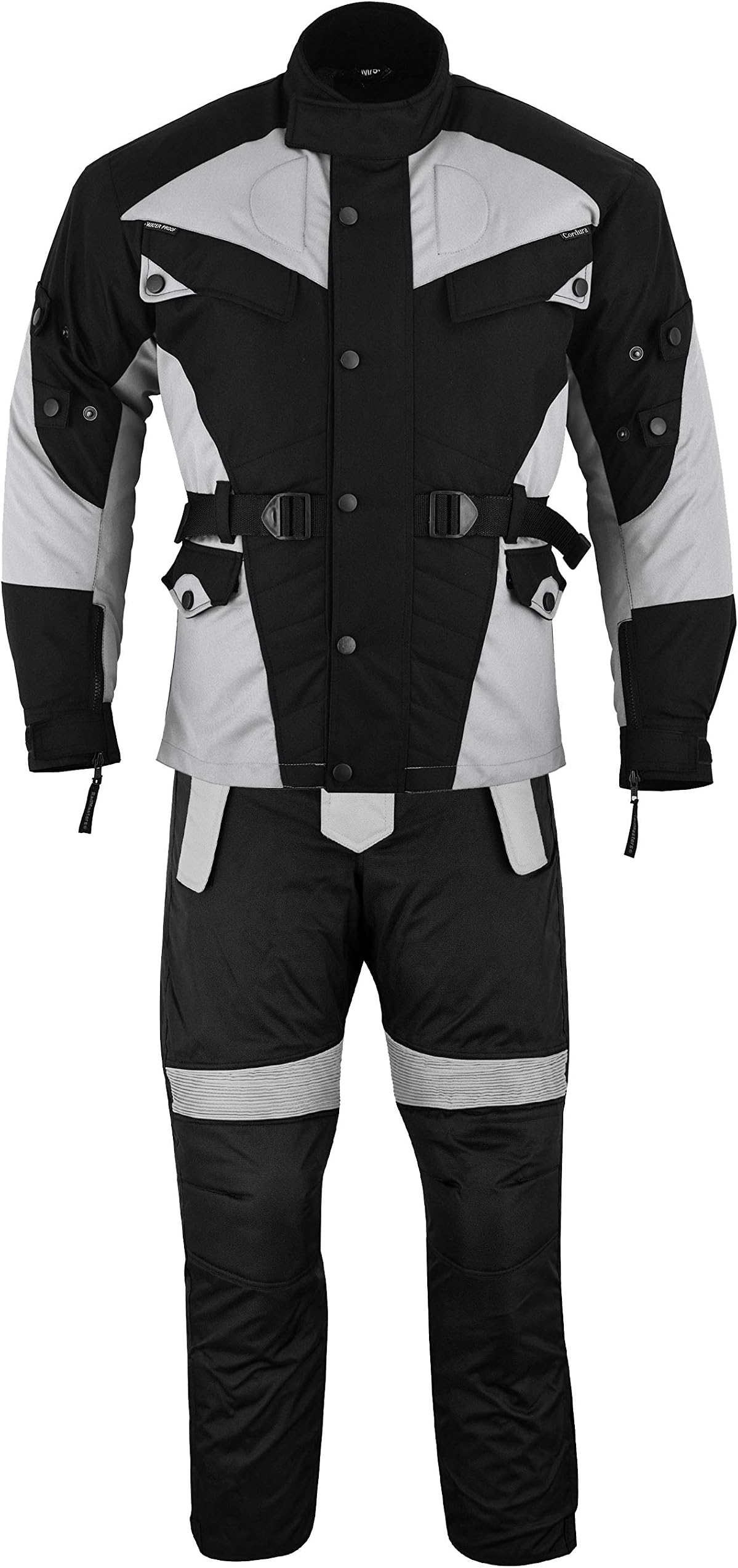 German Wear Motorcycle Combi Cordura Textiles motorbike jacket and trousers – Black/Light Grey