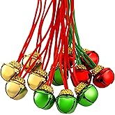 Gejoy 36 Pieces Christmas Bell Necklaces Christmas Holiday Necklaces with Ribbons for Holiday Party Accessories Stocking Stuffers