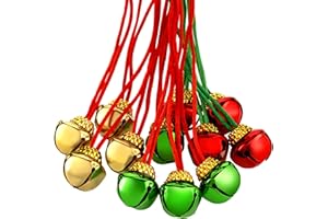 Gejoy 36 Pieces Christmas Bell Necklaces Christmas Holiday Necklaces with Ribbons for Holiday Party Accessories Stocking Stuffers