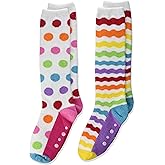 Jefferies Socks girls Jefferies Socks Girl's Colorful Rainbow Fuzzy Slipper Knee High Socks 2 Pack