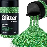 Hemway Holographic Emerald Green Glitter Shaker 130g 1/40" Flake Chunky