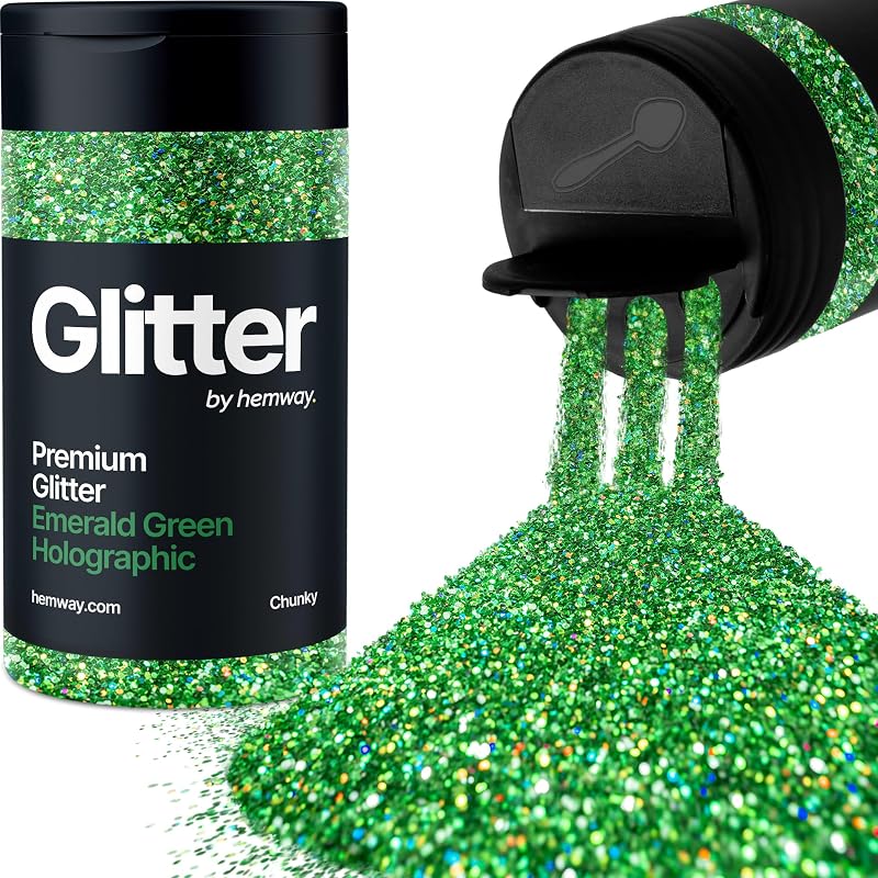 Hemway Holographic Emerald Green Glitter Shaker 130g 1/40" Flake Chunky