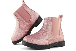 Tobfis Girl's Fashion Shiny Chelsea Boot Ankle Boots(Toddler/Little Kid/Big Kid)