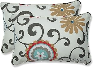 Pillow Perfect Outdoor Pom Pom Play Peachtini Rectangular Throw Pillow, Set of 2