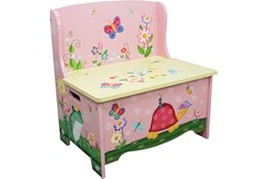 Fantasy Fields Magic Garden Kids Toy Box with Bench Seat, Toy Storage Chest for Kids, Pink