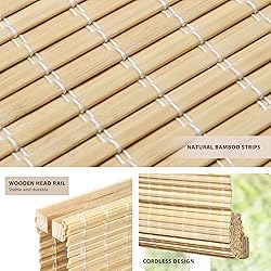 LazBlinds No Tools No Drill Cordless Bamboo Roman