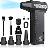 Compressed Air Duster,180,000RPM High Speed brushless Motor Mini Blower | 3-speed adjustable electric air duster with multiple nozzles , for cleaning car, keyboard, computer, home and outdoor.