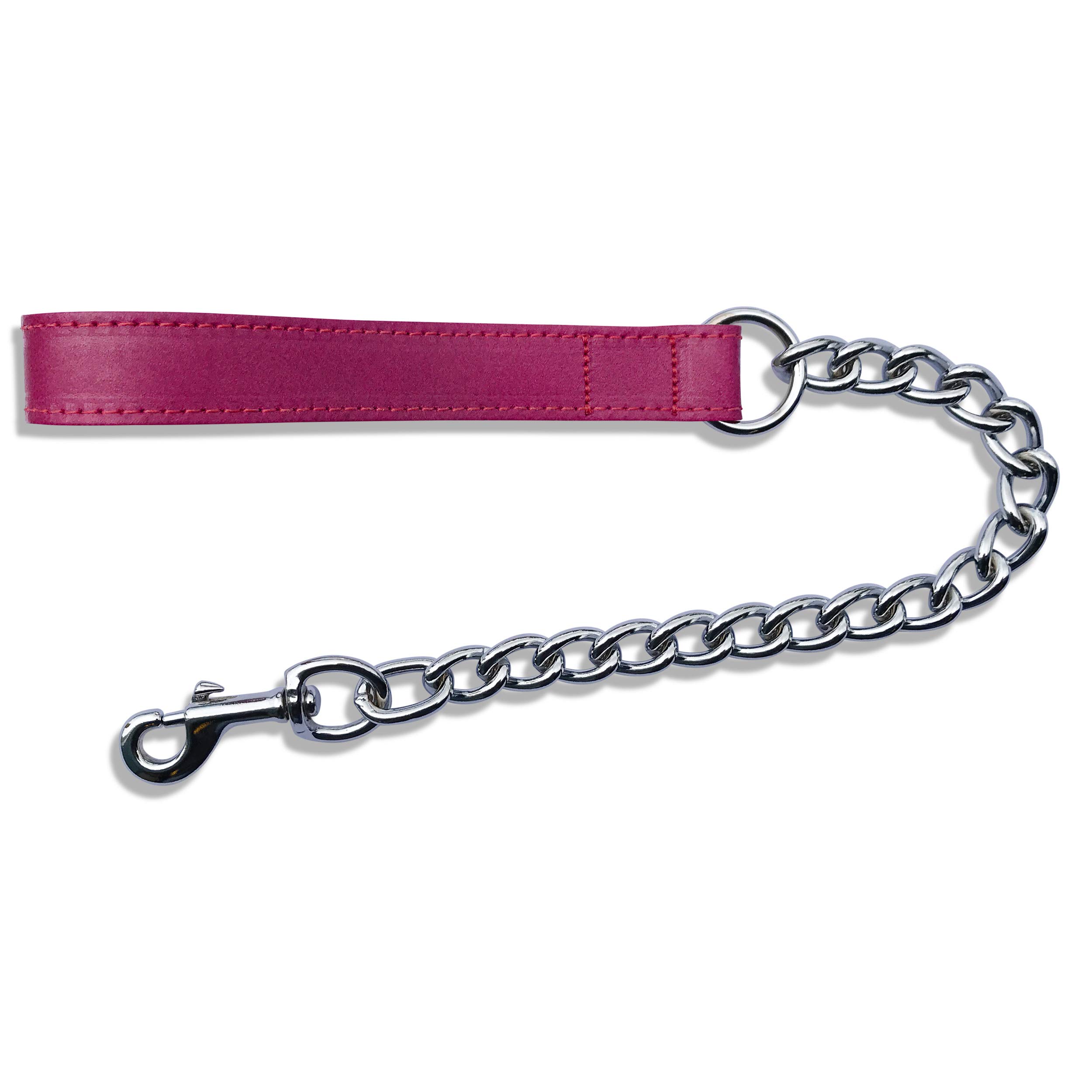 BBD PET PRODUCTS Ex Heavy Leather Chain Lead, 25-Inch, Boysenberry — image 1