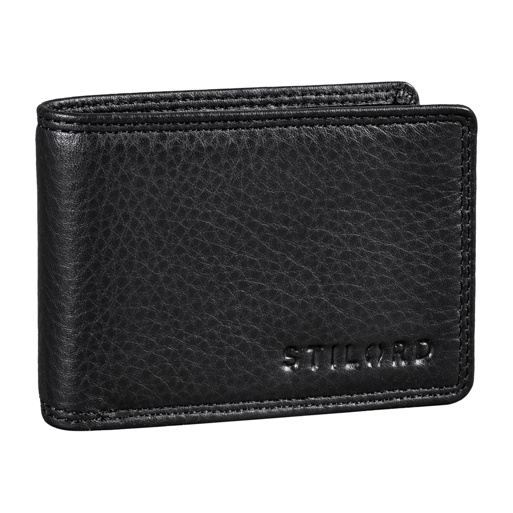 STILORD 'Jay' Mini Leather Wallet Mens RFID Blocking Slim Wallet Small Classic Card Holder with Coin Pocket in Genuine Leather Vintage with Black Gift Box, Colour:Black