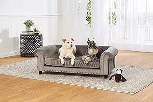 Enchanted Home Pet Co2786-16Gry Manchester Velvet Tufted Pet Sofa in Grey,Medium (26 - 50 lbs)