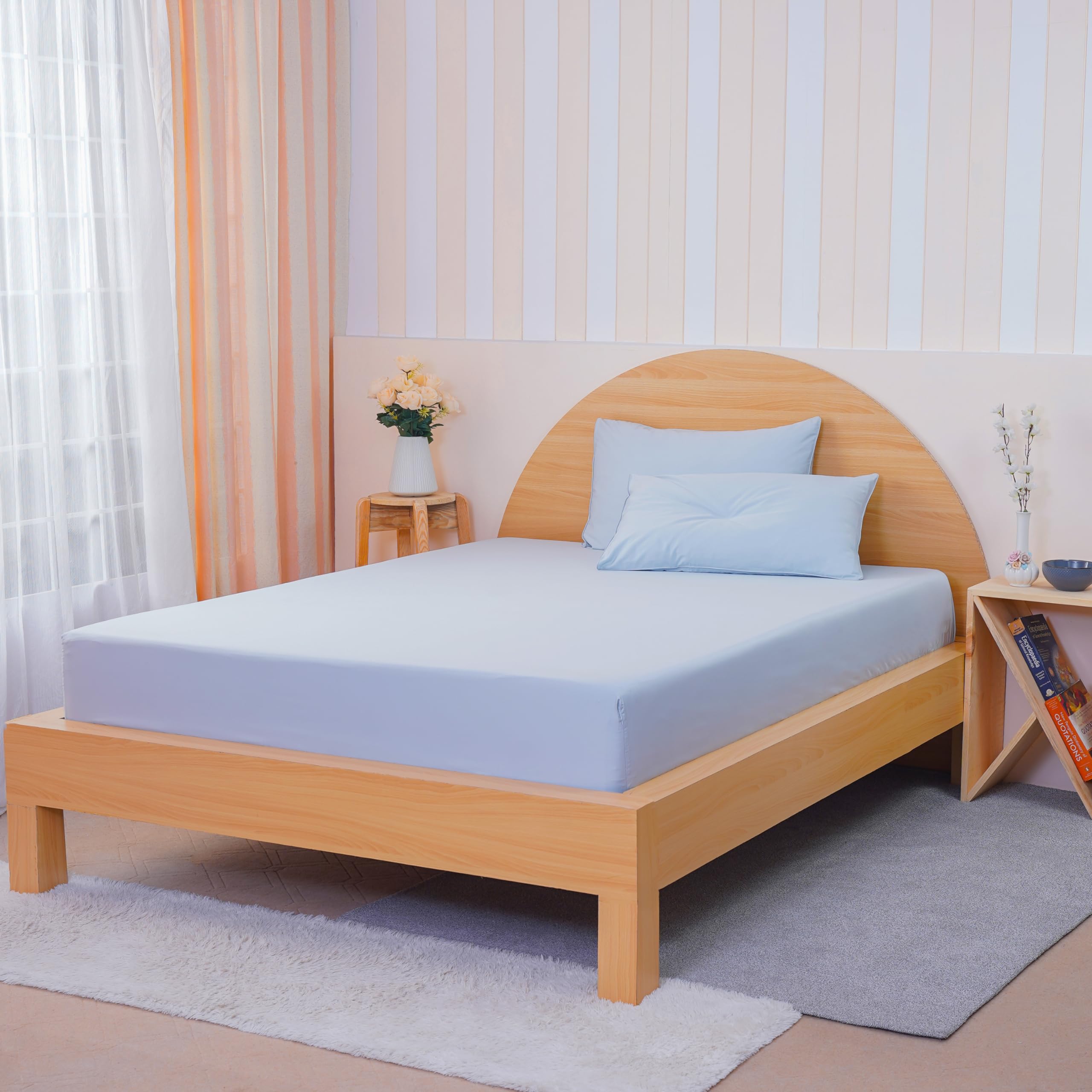 Sheet Story Bamboo King Size Fitted Sheets - 41cm Deep Pocket - 400 Thread Count - Hypoallergenic, Soft and Cooling Fitted Sheets King Size - Sky Blue — image 1