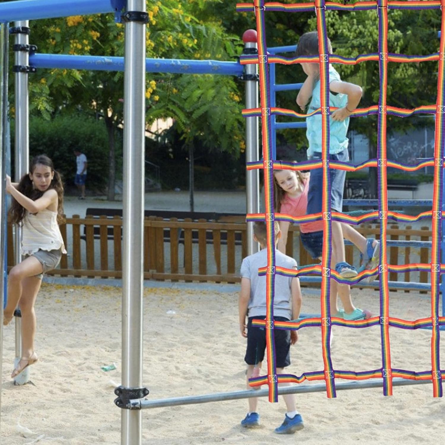 Glum Climbing Net Playground Climbers Rainbow Ribbon Physical Training Climbing Cargo Net Climbing Trellis Netting Outdoor Sports Play Kids Toys for Backyard Garden90x48 Inches Handy: Arts, Crafts & Sewing
