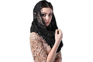 Grettytling Soft and Comfortable Mantilla Veils 5 Colors Spanish Style Lace Infinity Veil Mantilla Latin