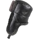 Zavelio Unisex Shearling Sheepskin Trooper Russian Ushanka Winter Fur Hat