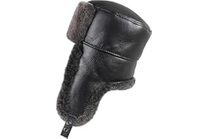 Zavelio Unisex Shearling Sheepskin Trooper Russian Ushanka Winter Fur Hat