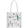 Reusable Large Multipurpose New York Souvenir for Travel Bag, Grocery Tote, Shopping Handbag, Canvas Tote Bag. (JP-330130B) Beige