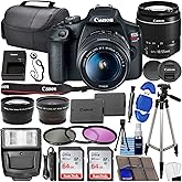 Canon EOS Rebel T7 DSLR Camera Bundle w/ Canon EF-S 18-55mm f/3.5-5.6 is II Lens + 2pc SanDisk 64GB Memory Cards, Wide Angle